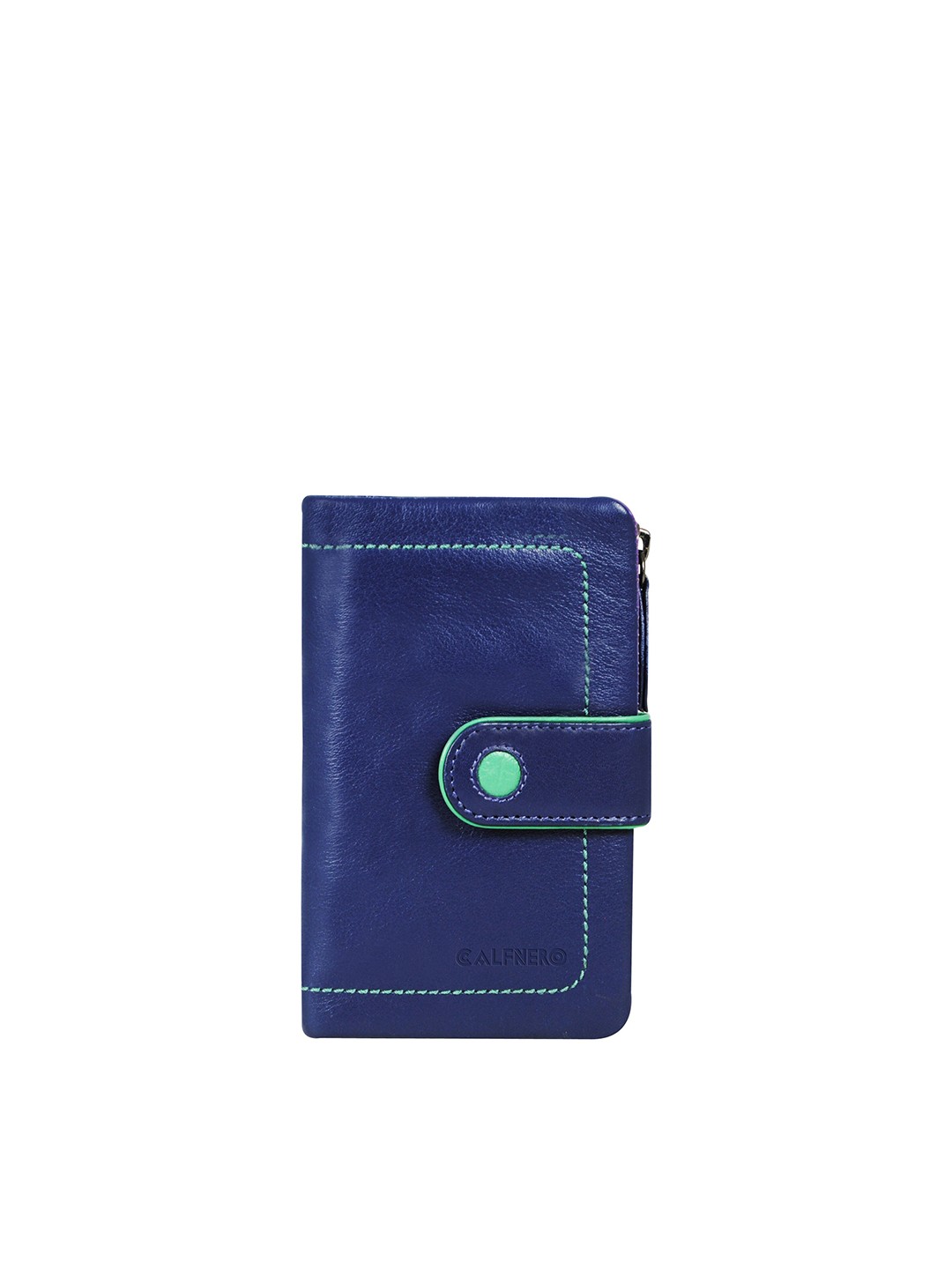 

CALFNERO Women Leather Two Fold Wallet, Blue