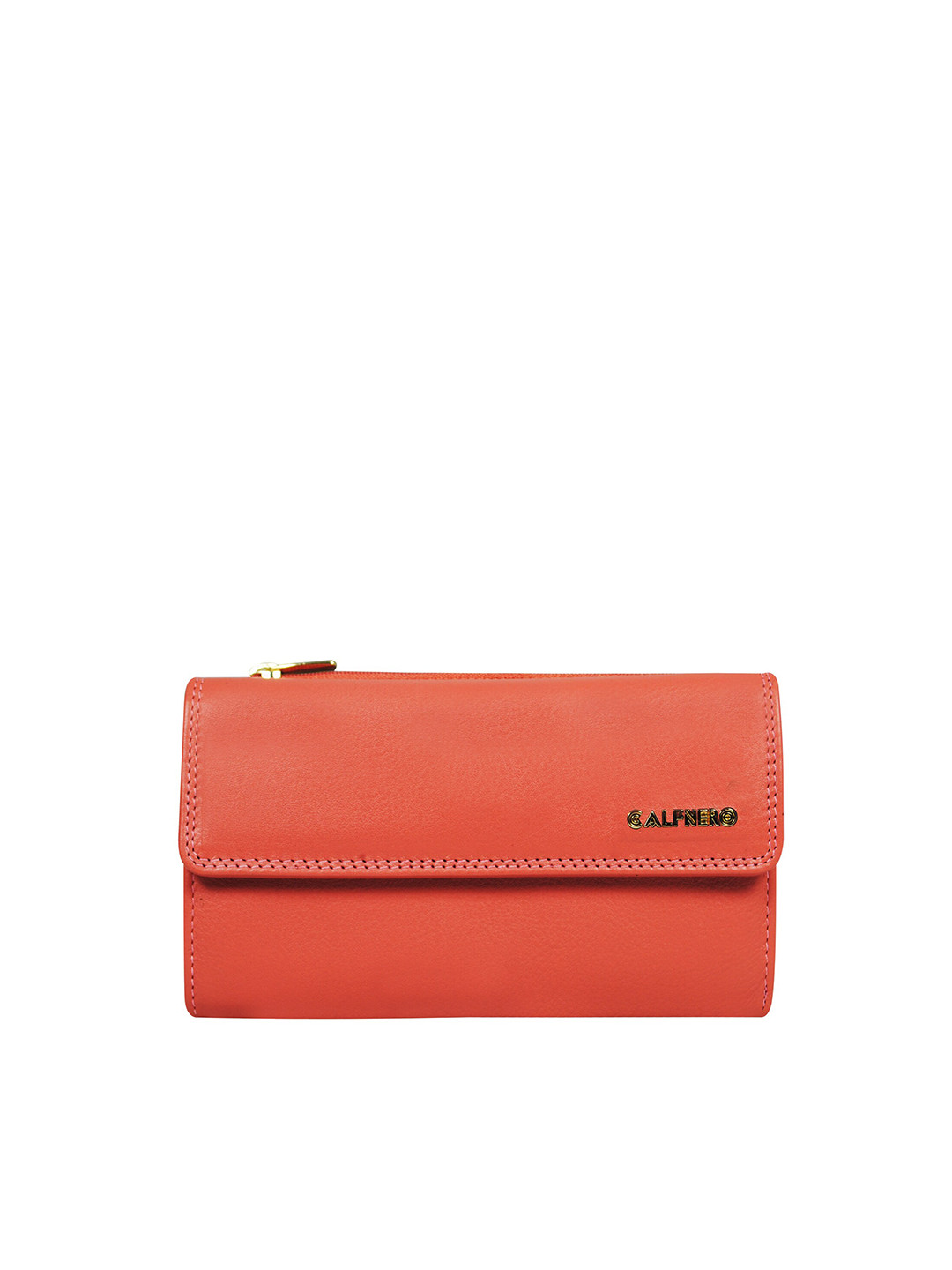 

CALFNERO Women Leather Two Fold Wallet, Coral