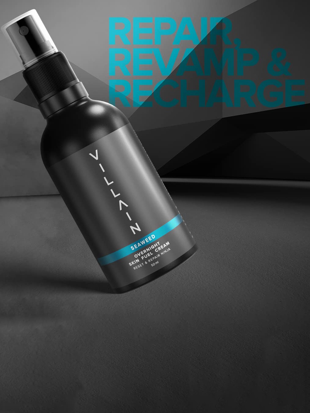 

VILLAIN Men Over Night Skin Fuel Cream With Seaweed 50ml, Grey