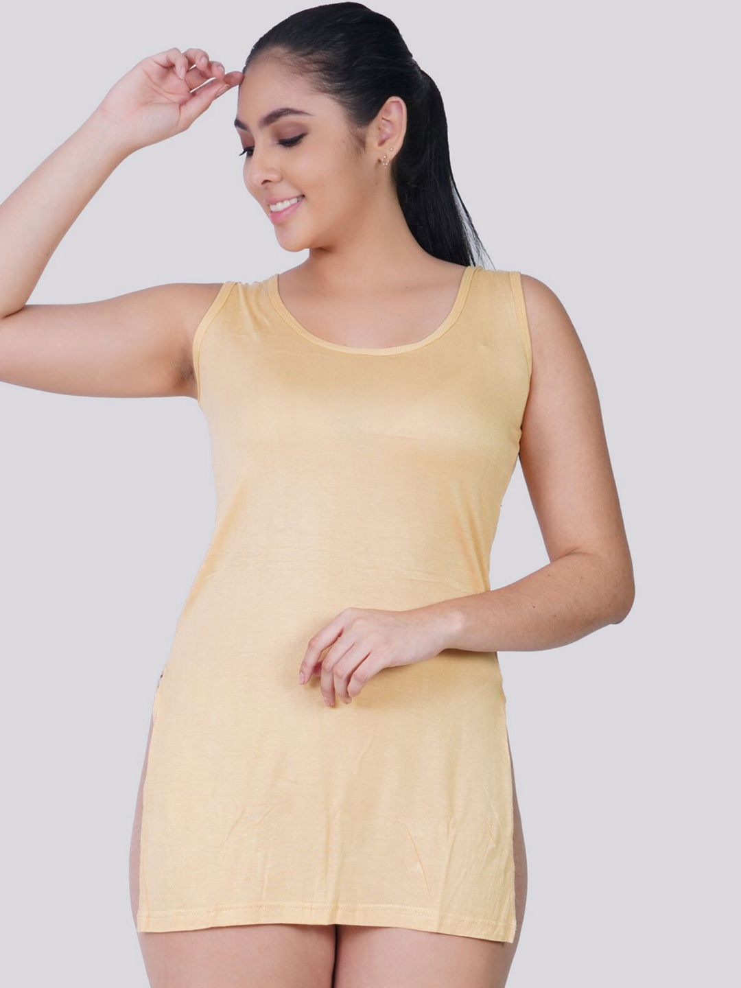 

TEEMOODS Women Longline Camisole, Beige
