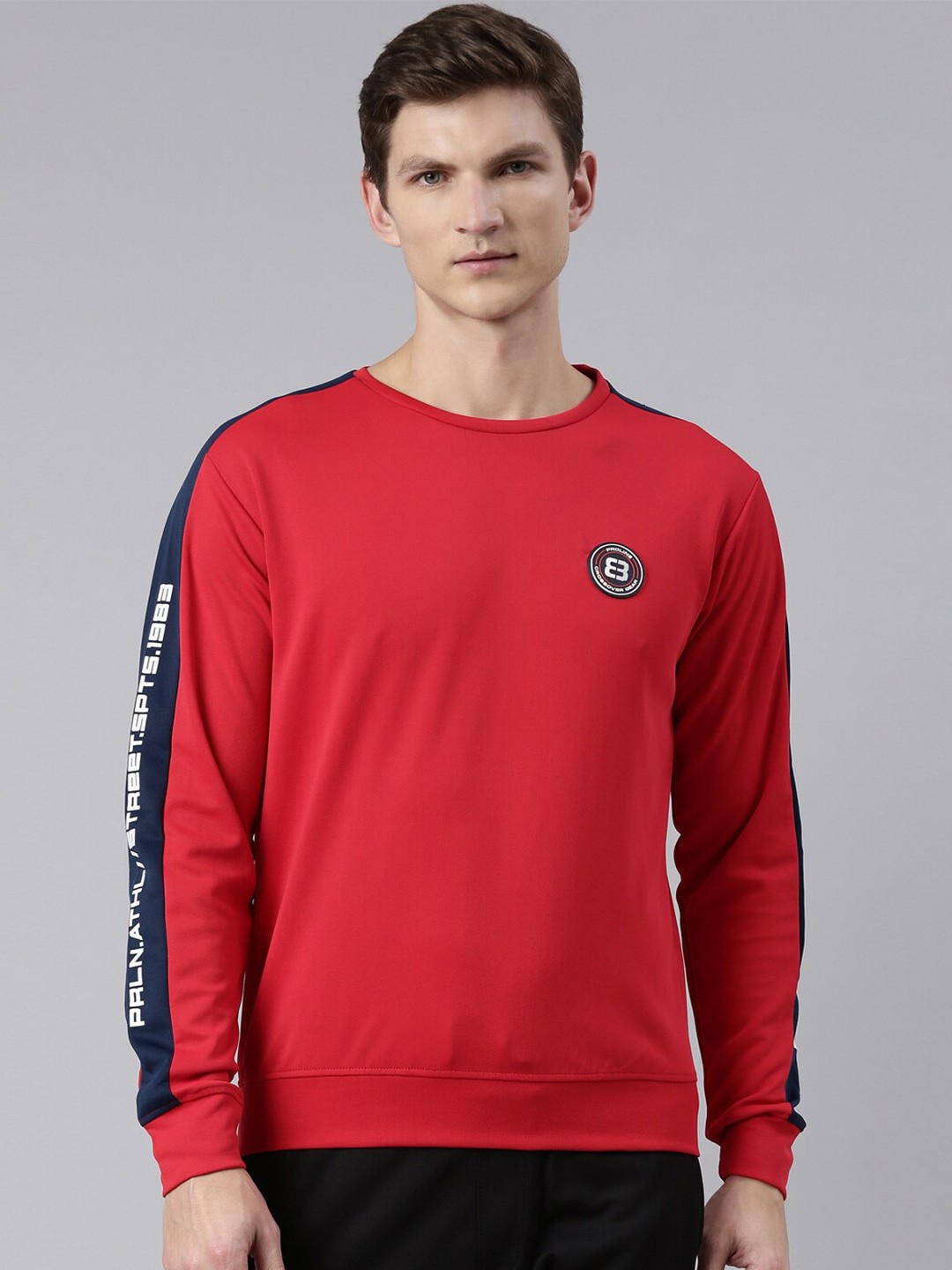 

Proline Active Men Printed Round Neck Cotton Sweatshirt, Red