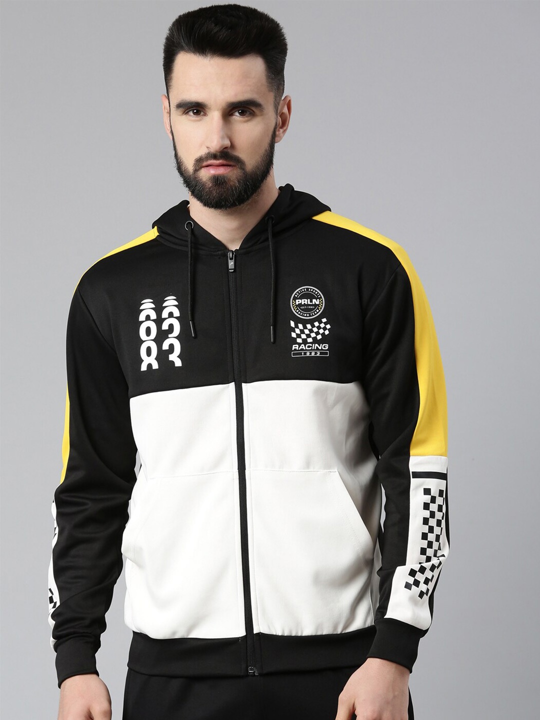 

Proline Active Men Colourblocked Hooded Sweatshirt, Black