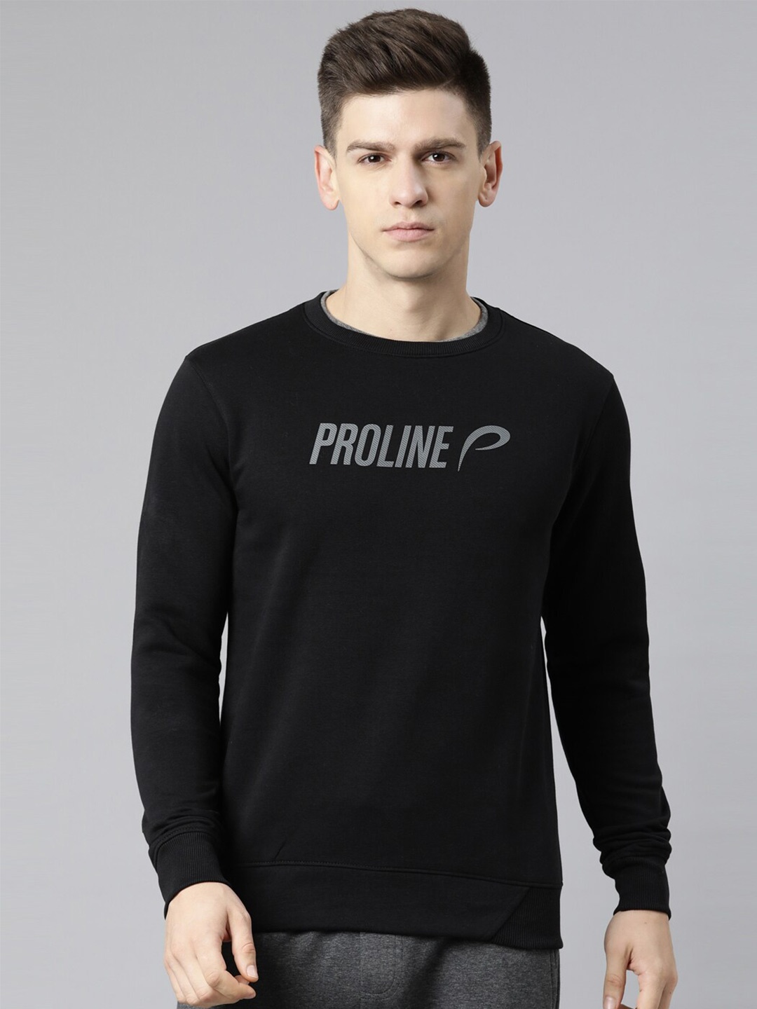 

Proline Active Men Cotton Printed Sweatshirt, Black