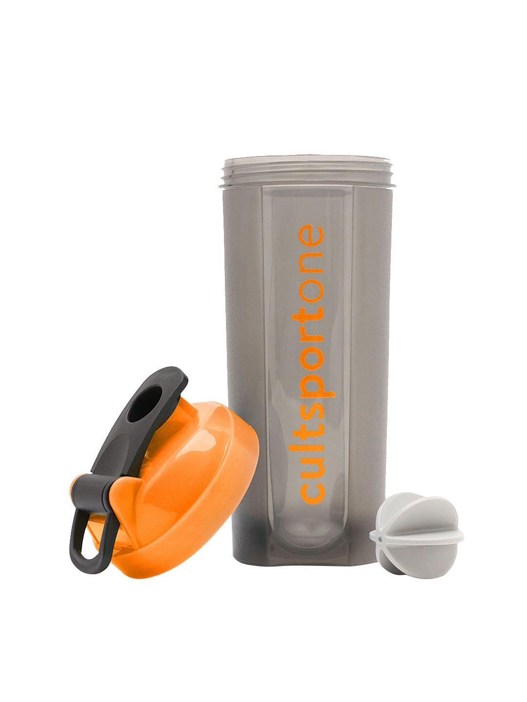 

cultsportone Orange & Grey Spill Proof Flip Top Shaker with Blender Ball 700 ML