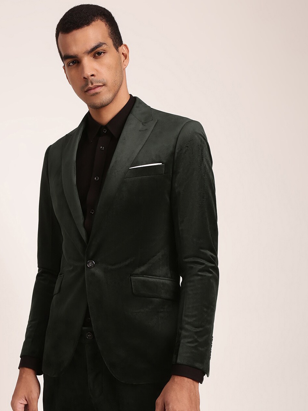 

LINDBERGH Men Regular Fit Single Breasted Blazer, Green