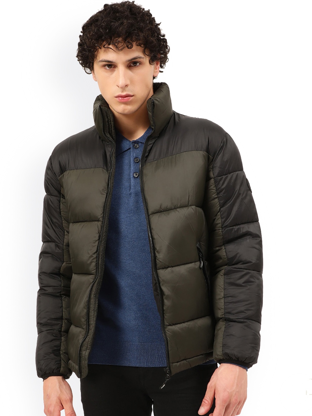 

LINDBERGH Men Colourblocked Padded Jacket, Olive
