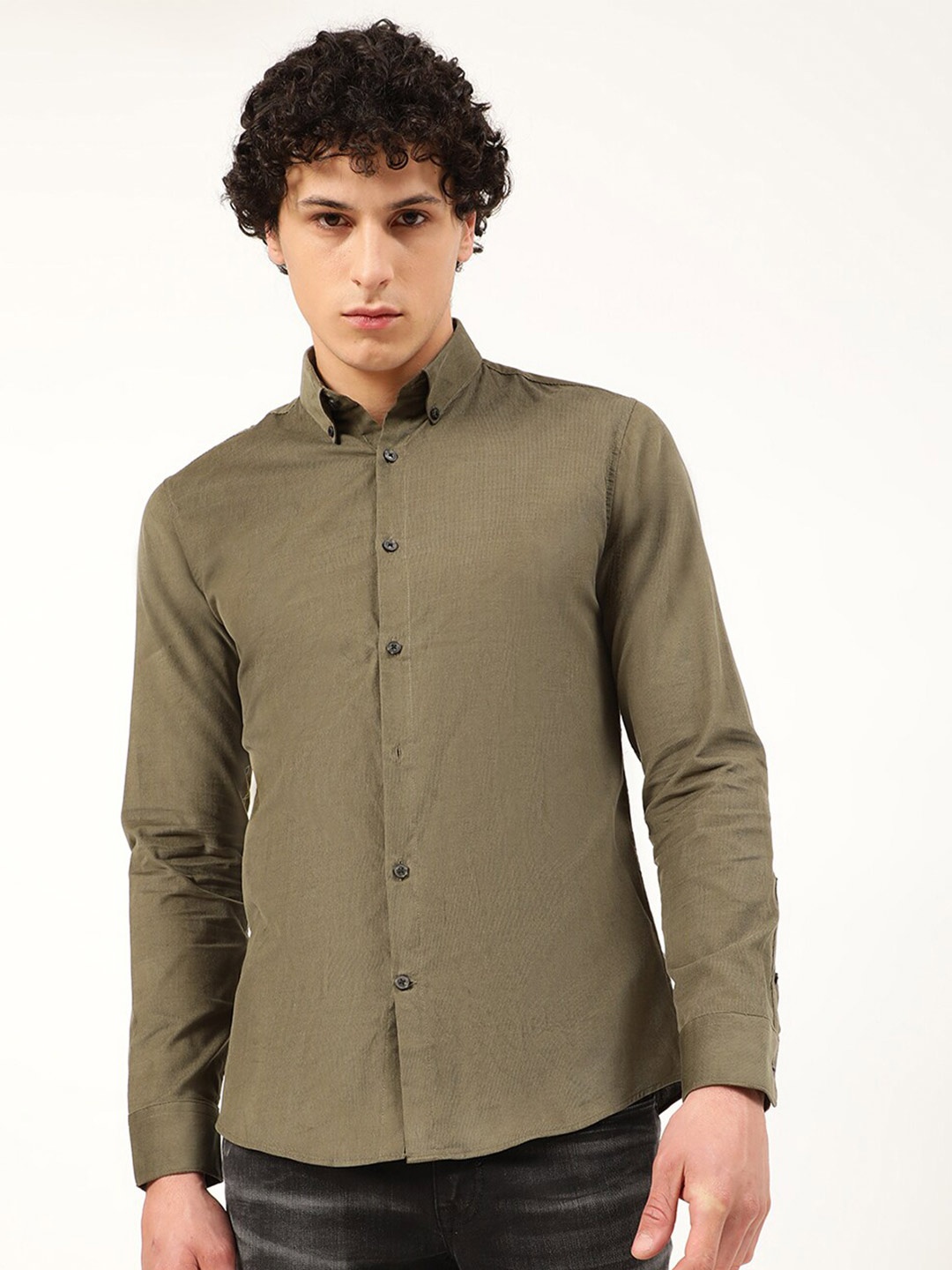 

LINDBERGH Men Slim Fit Casual Shirt, Olive