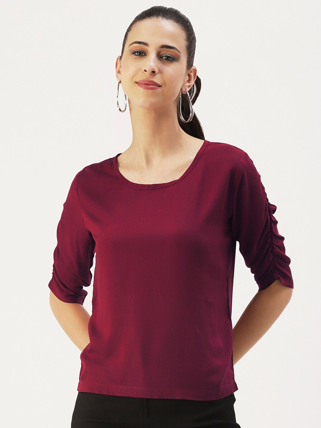 

DressBerry Woman Solid Top, Burgundy