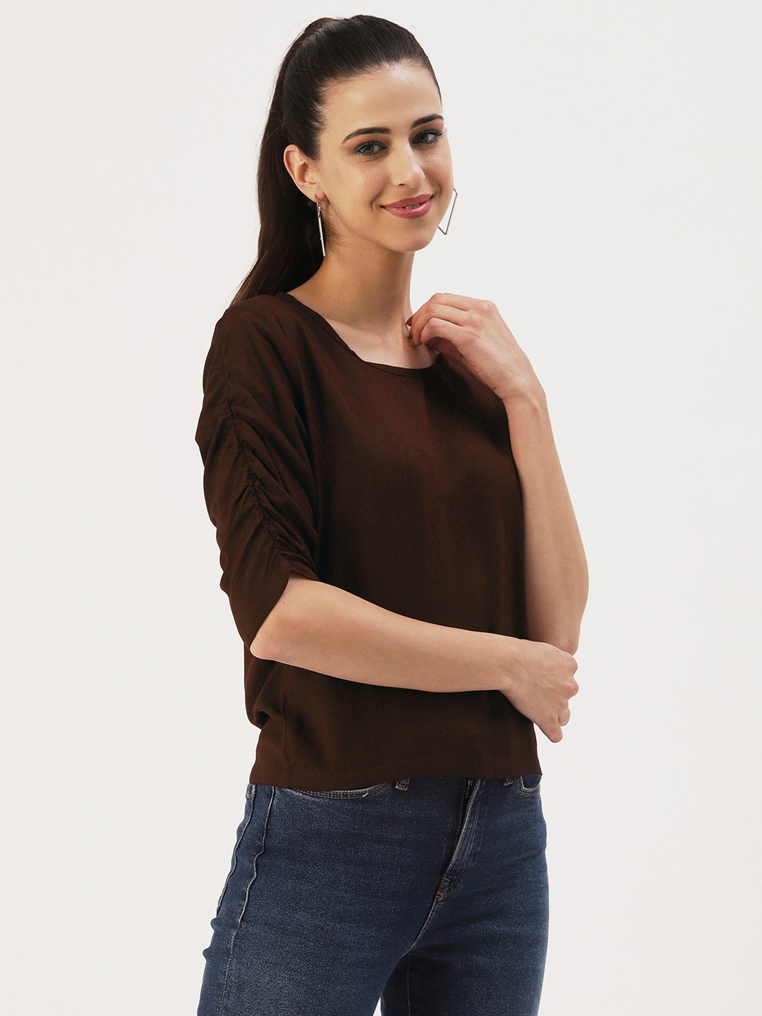 

DressBerry Woman Solid Top, Brown