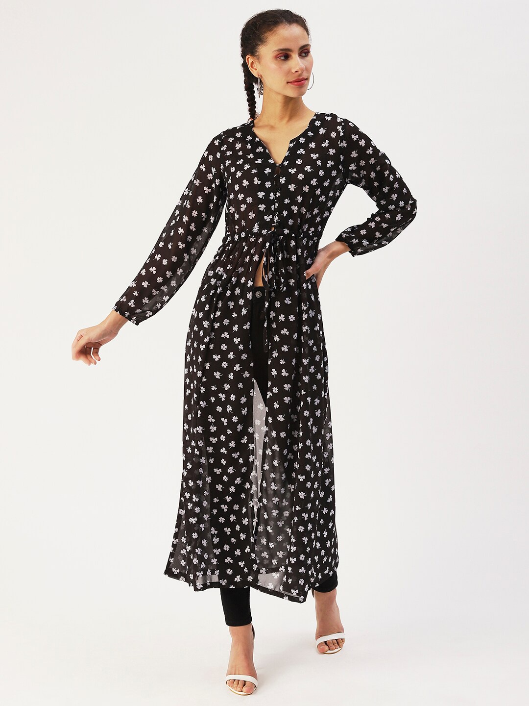 

DressBerry Printed Maxi Longline Top, Black