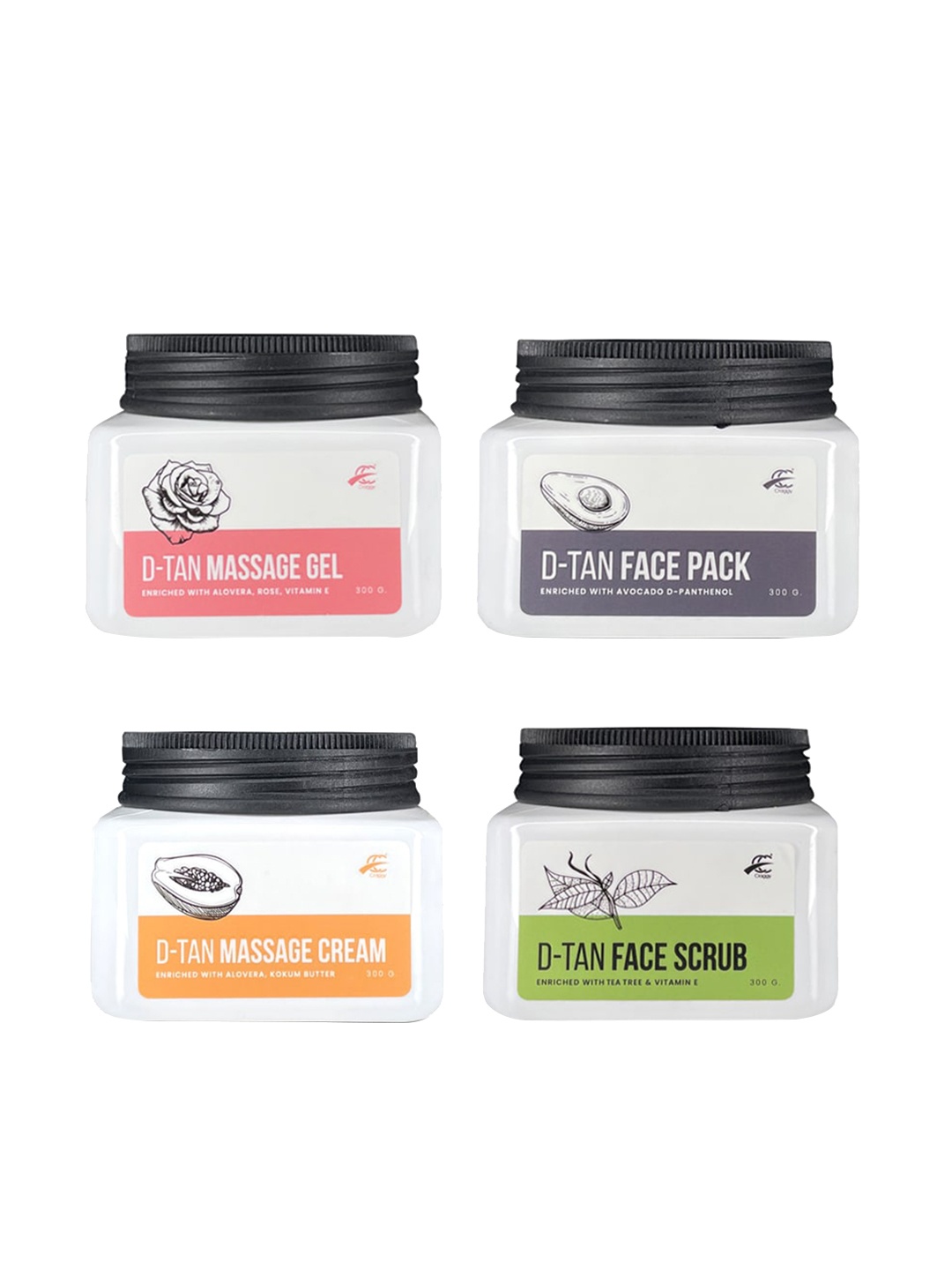 

Craggy Cosmetic Pack Of 4 D TAN Cream Scrub Face Pack Massage Gel, Transparent