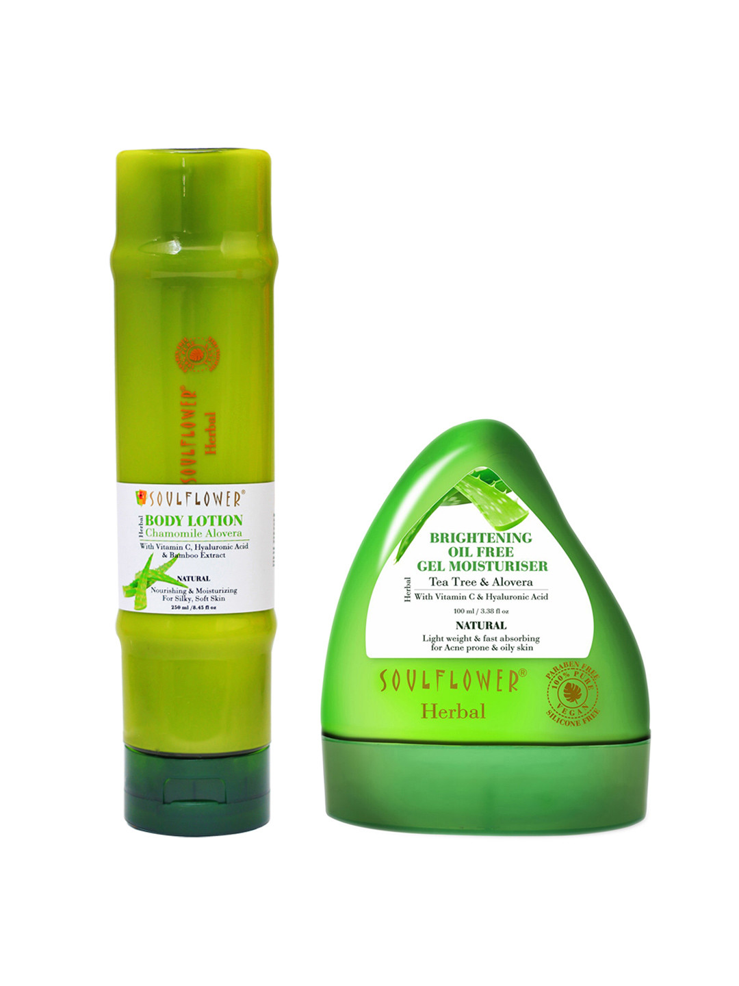 

Soulflower Set Of Chamomile Aloe Vera Body Lotion 250ml & Aloe Vera Gel Moisturiser 100ml, Green