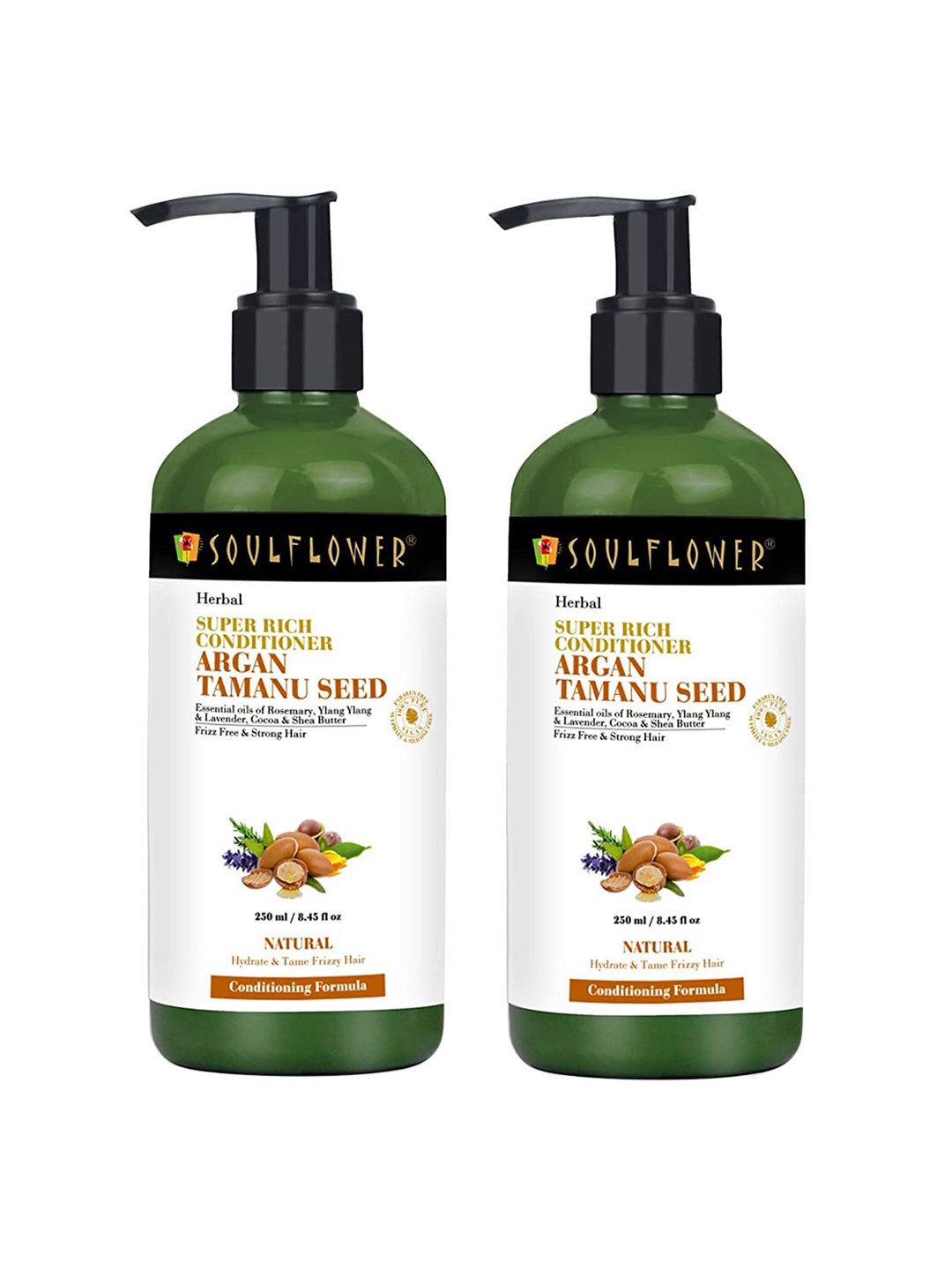 

Soulflower Set Of 2 Argan Tamanu Seed Super Rich Hair Conditioner - 250ml Each, Green