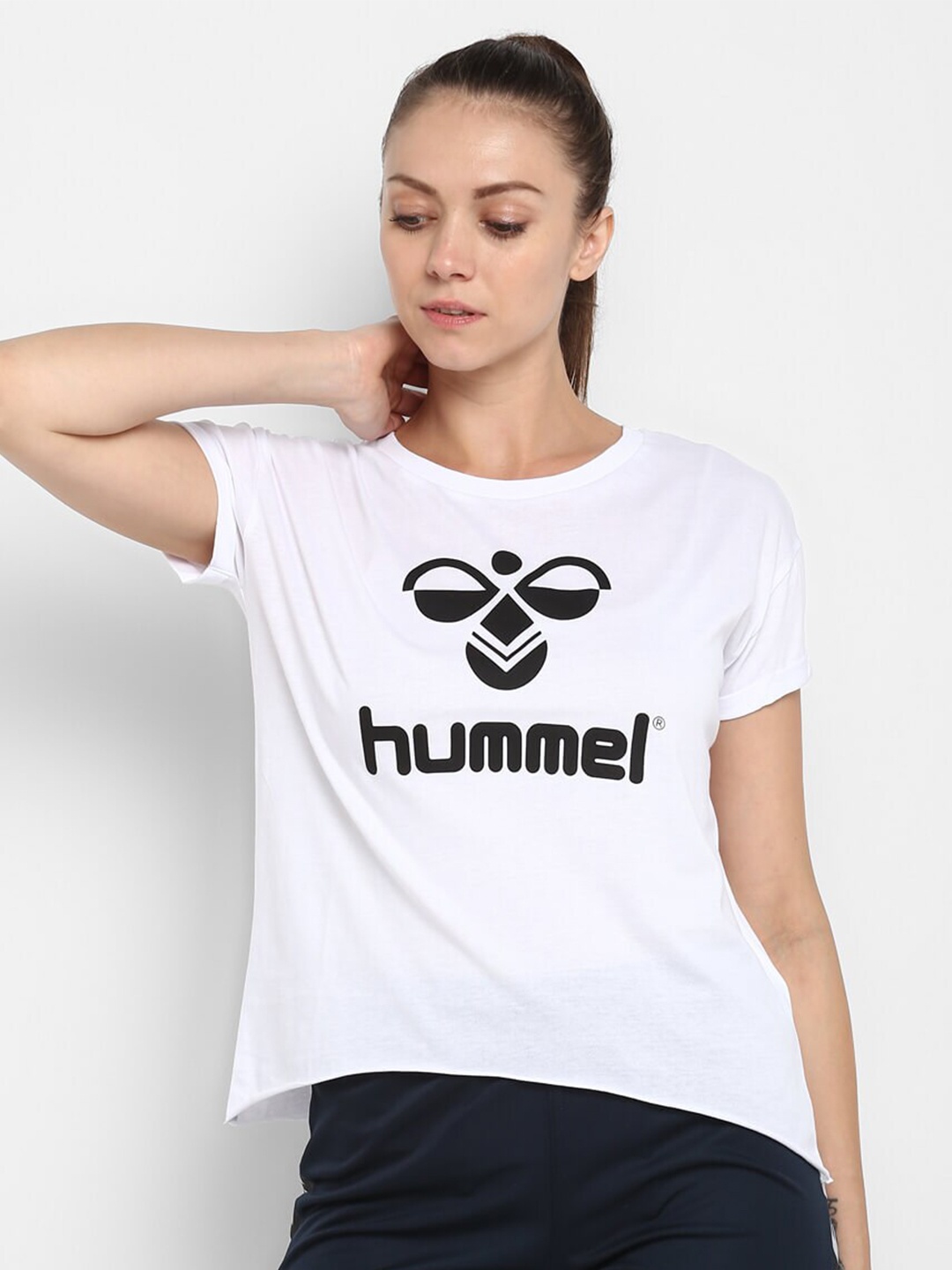 

Hummel Women Cotton Typography Printed T-shirt, White