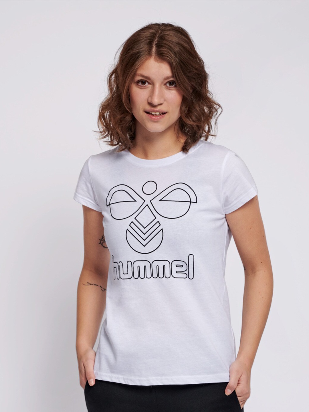 

Hummel Women Cotton Typography Printed T-shirt, White