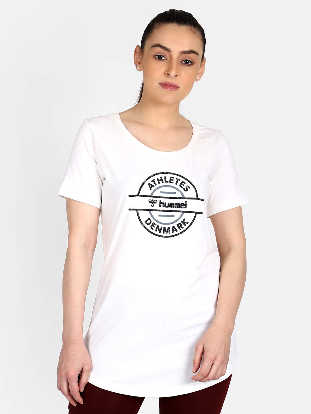 

hummel Women Typography Printed Cotton T-shirt, White