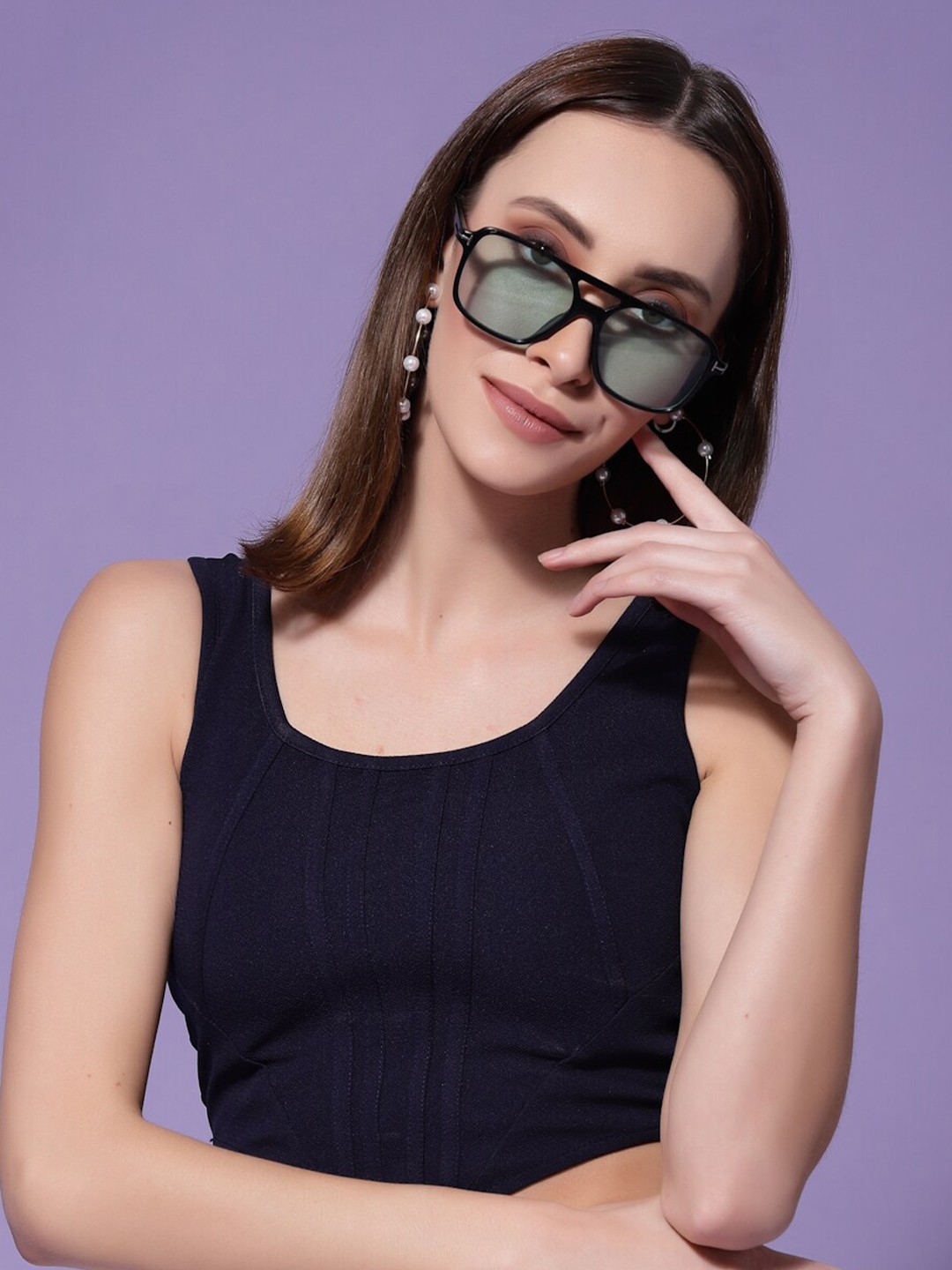 

KASSUALLY Navy Blue Crop Top
