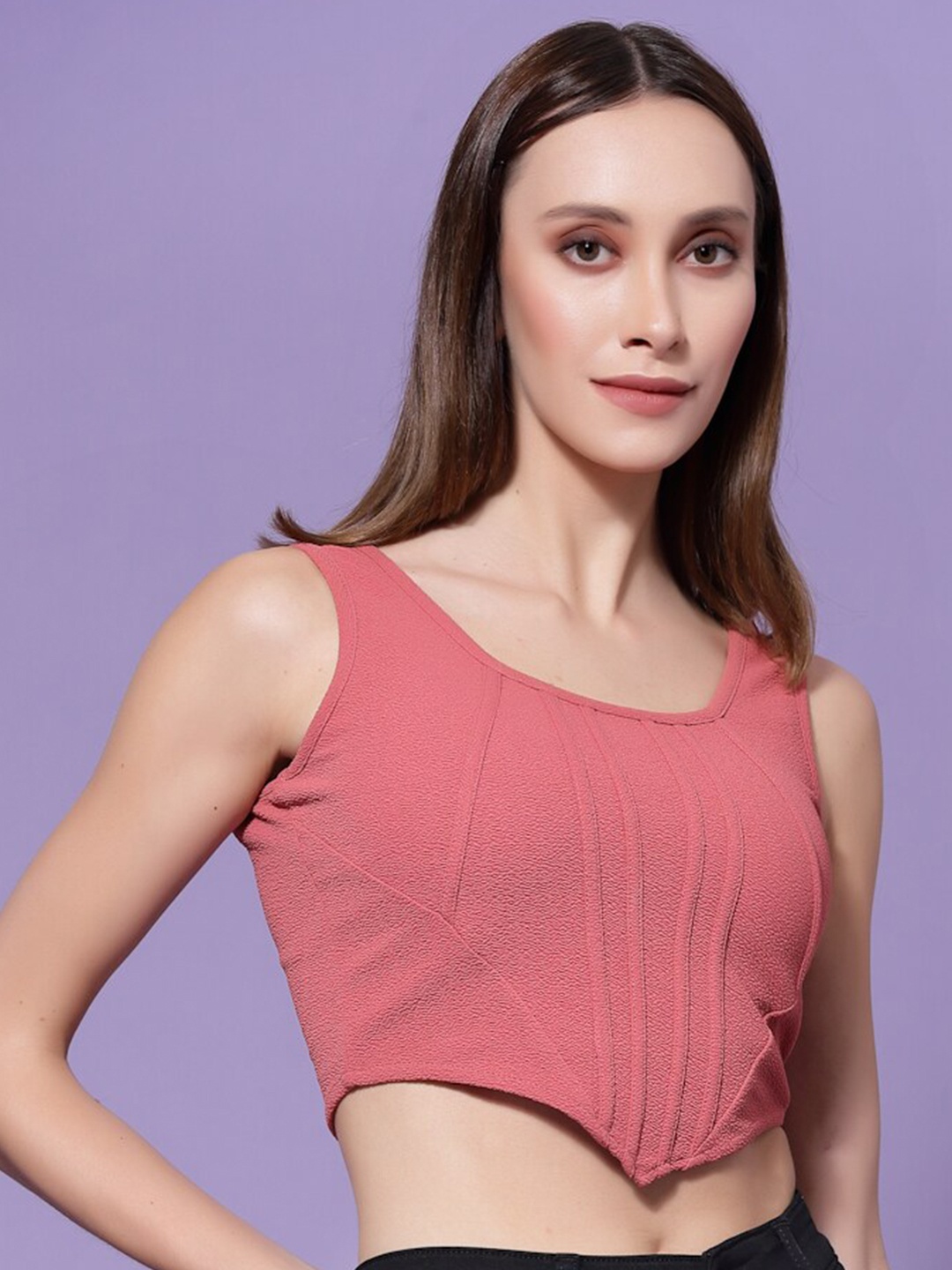 

KASSUALLY Pink Fitted Crop Top