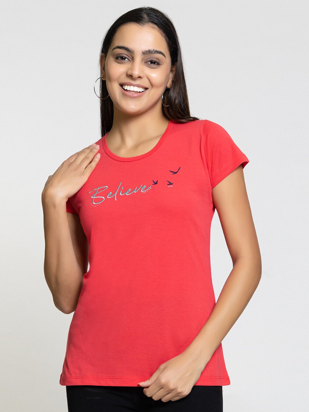 

FEMEA Typography Cotton T-shirt, Rose