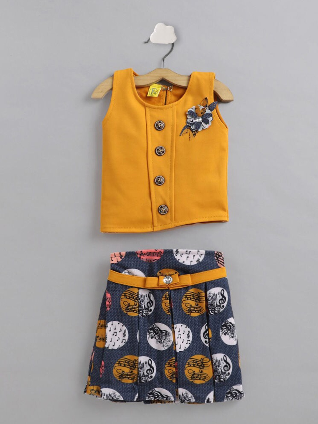 

The Magic Wand Girls Top with Skirt, Mustard