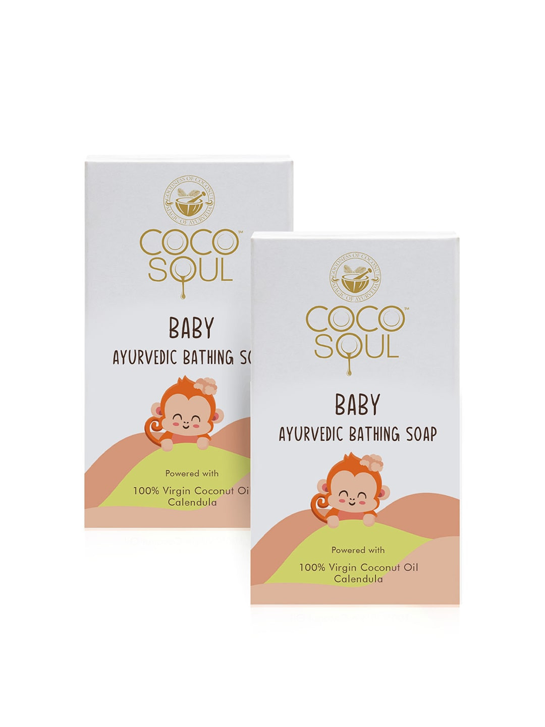 

Coco Soul Baby Set of 2 Ayurvedic Bathing Soaps with Coconut Oil & Calendula - 75g Each, White