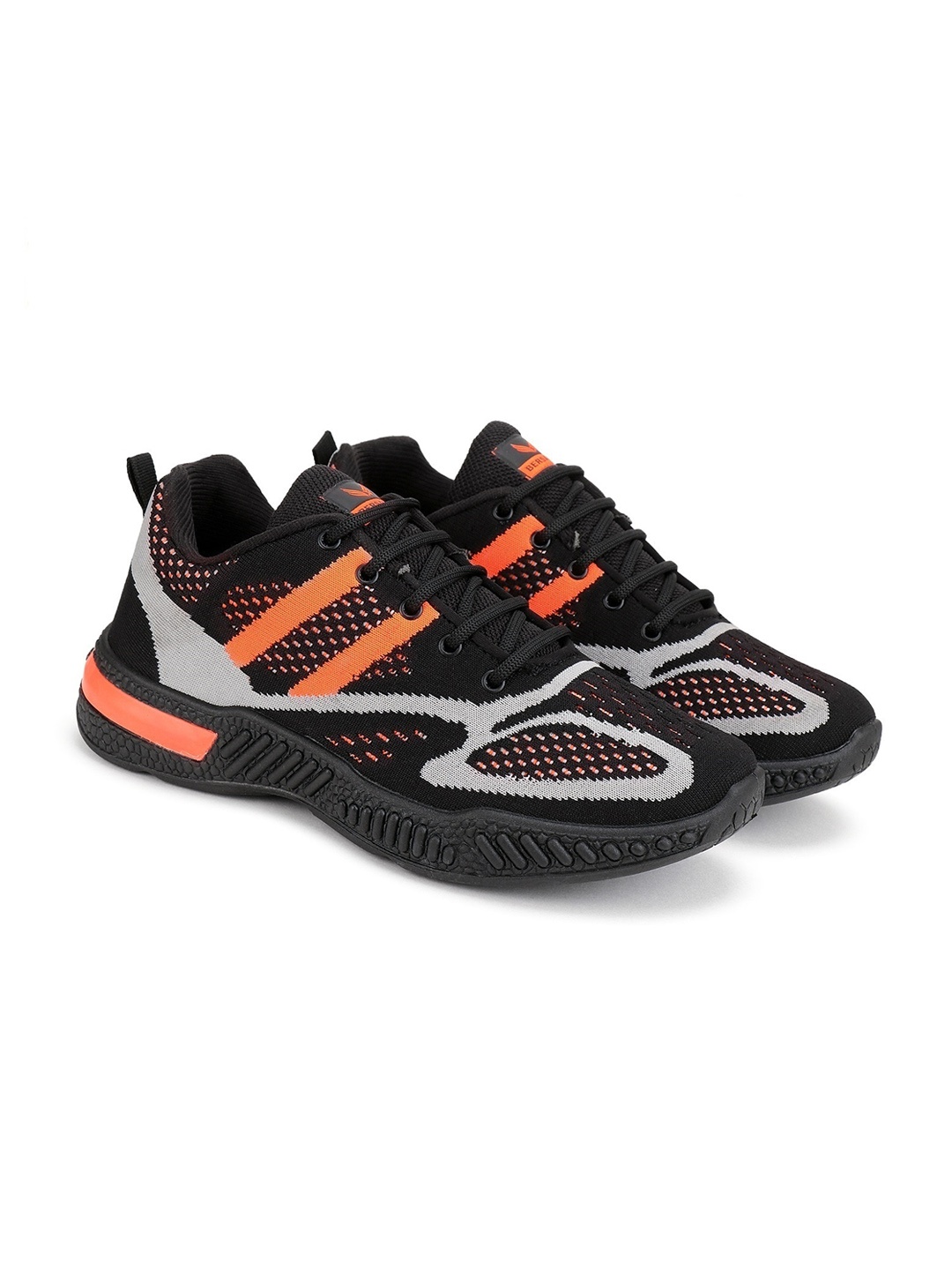 

BERSACHE Men Black Woven Design Sneakers