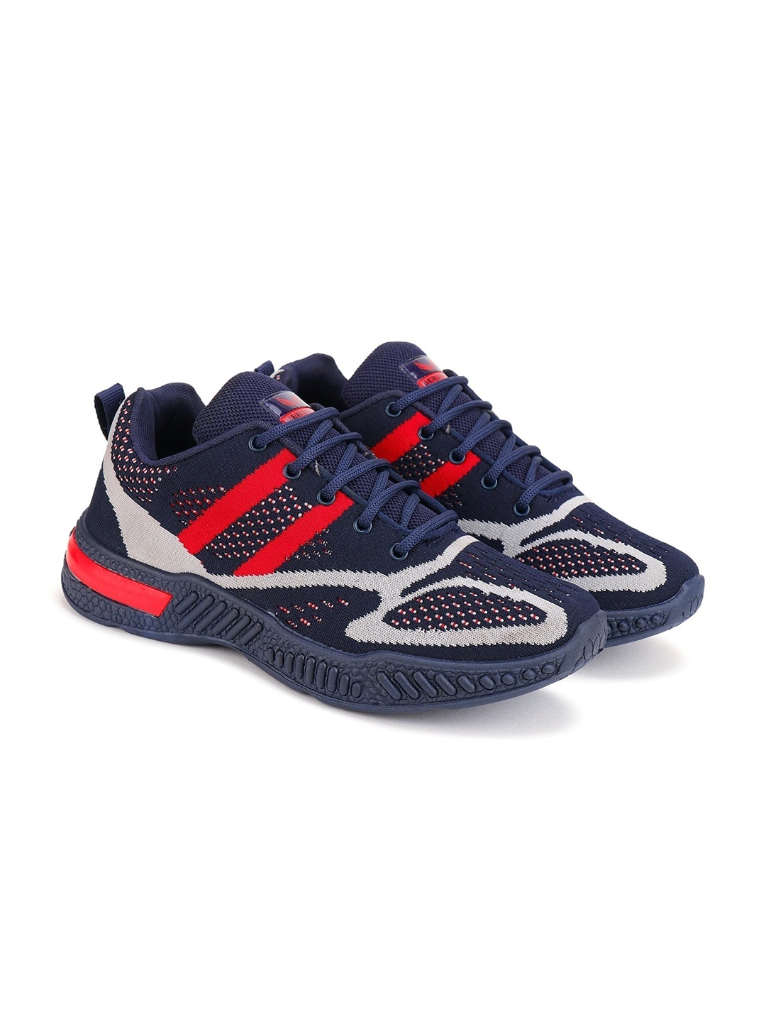 

BERSACHE Men Navy Blue Woven Design Sneakers