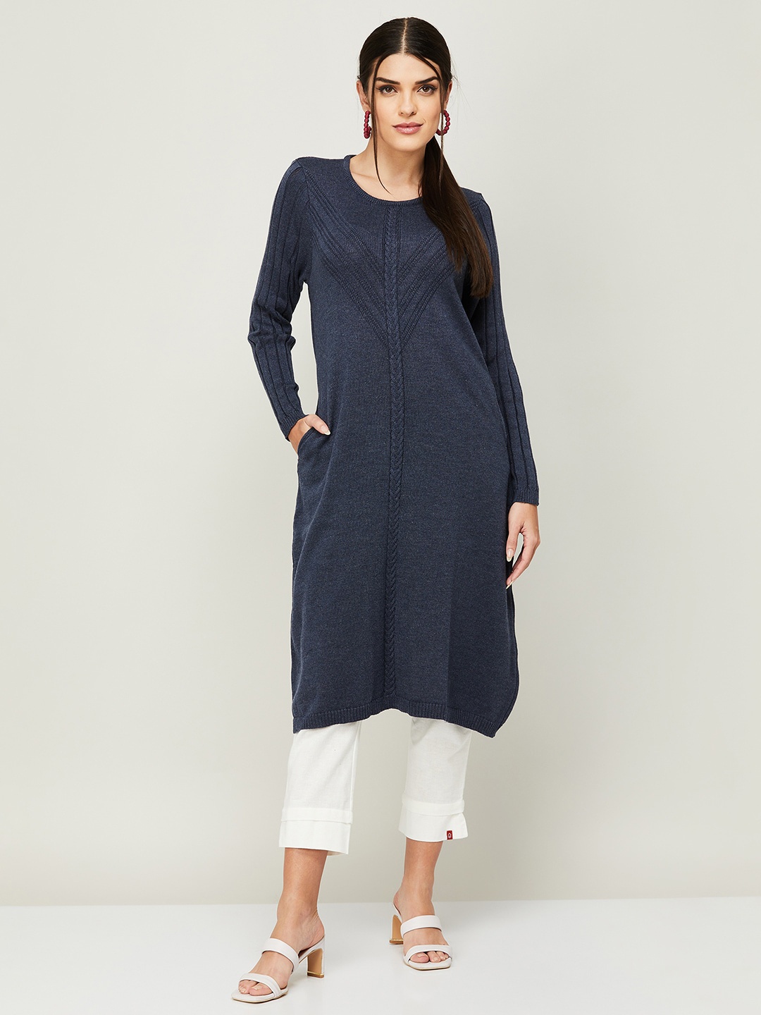 

Colour Me by Melange Acrylic Striped Monochrome Tunic, Blue