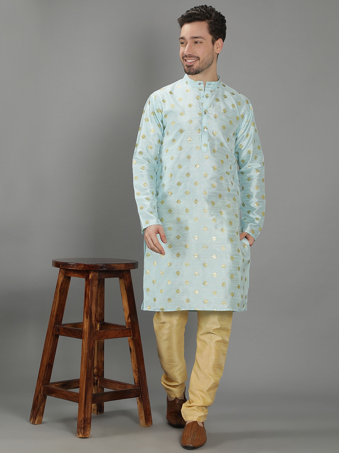 

LacyLook Men Woven Design Kurta with Pyjamas, Blue