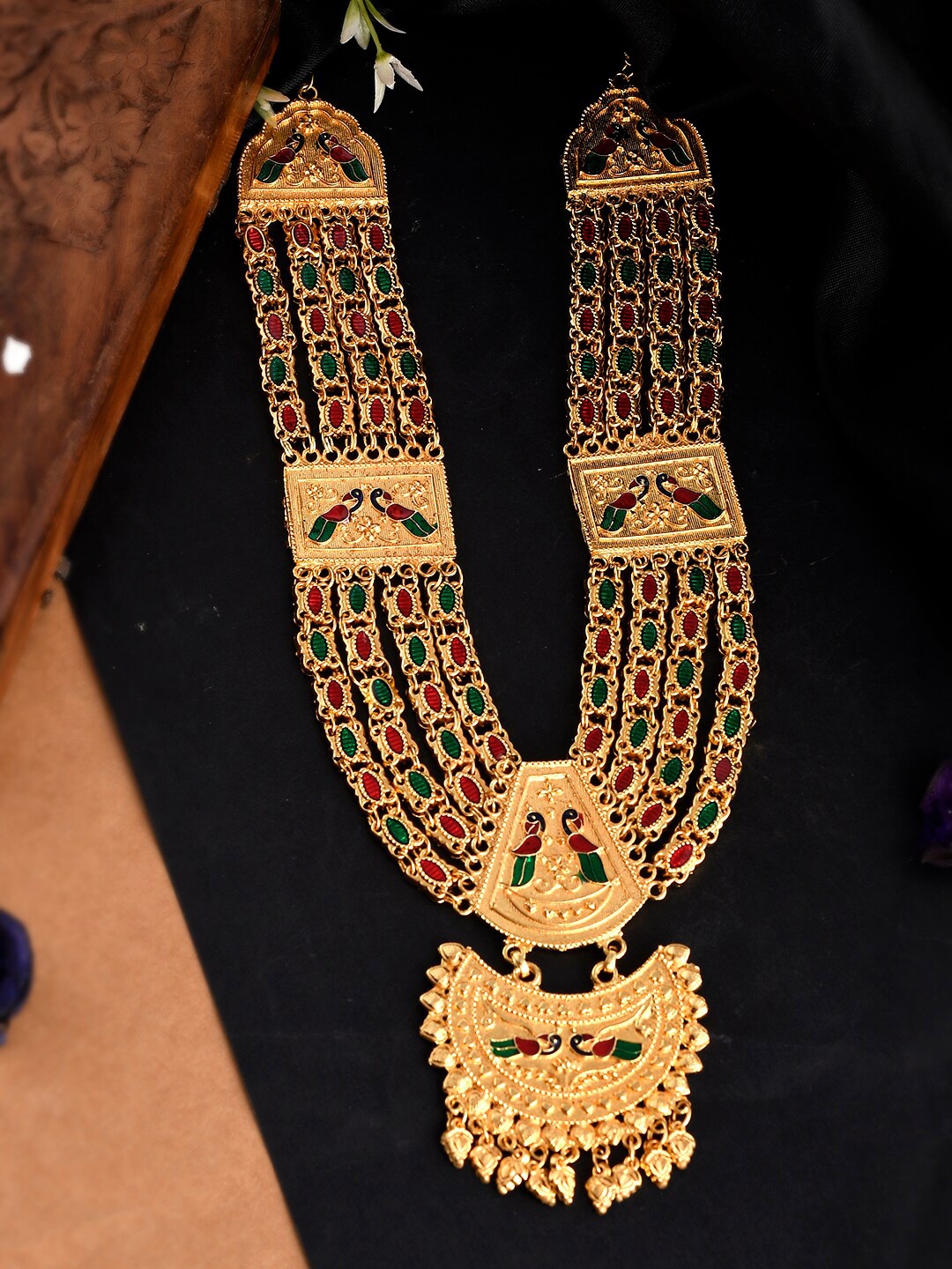 

Silvermerc Designs Brass Gold-Plated Meenakari Necklace