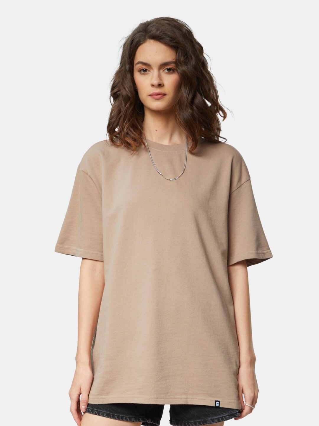 

The Souled Store Women Pure Cotton Loose T-shirt, Brown