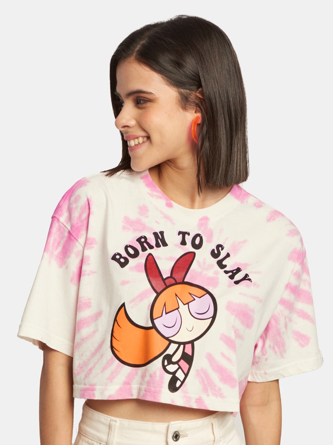 

The Souled Store Women Cream-Coloured Cotton Printed Oversized T-shirt