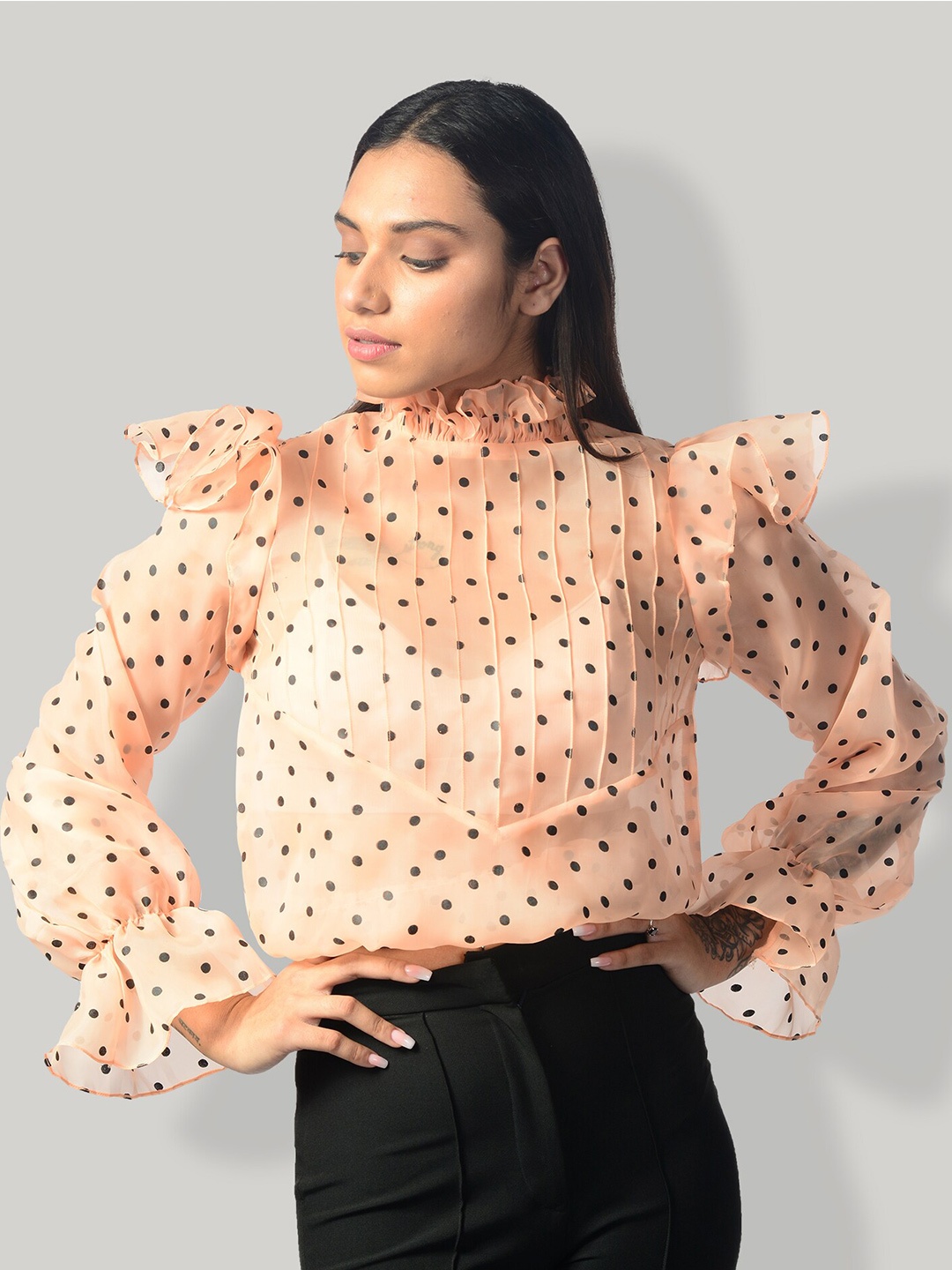

MODWEE Print Net Top, Peach