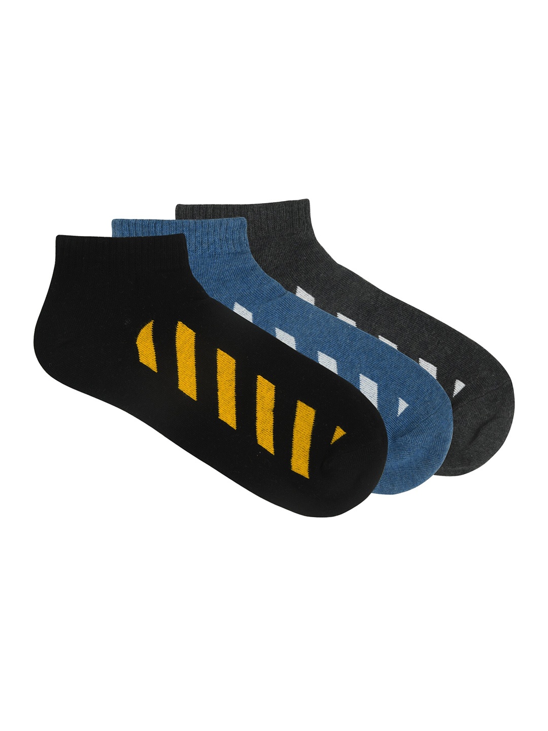 

Roadster Men Pack Of 3 Patterned Ankle-Length Cotton Socks, Blue