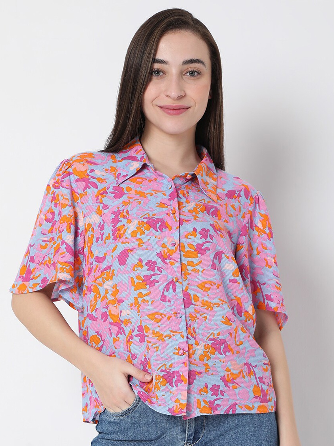 

Vero Moda Women Floral Printed Casual Shirt, Pink