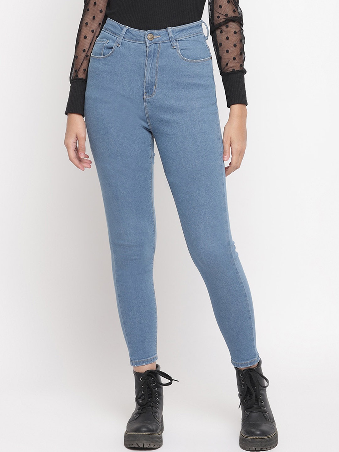 

Belliskey Women Super Skinny Fit High-Rise Jeans, Blue