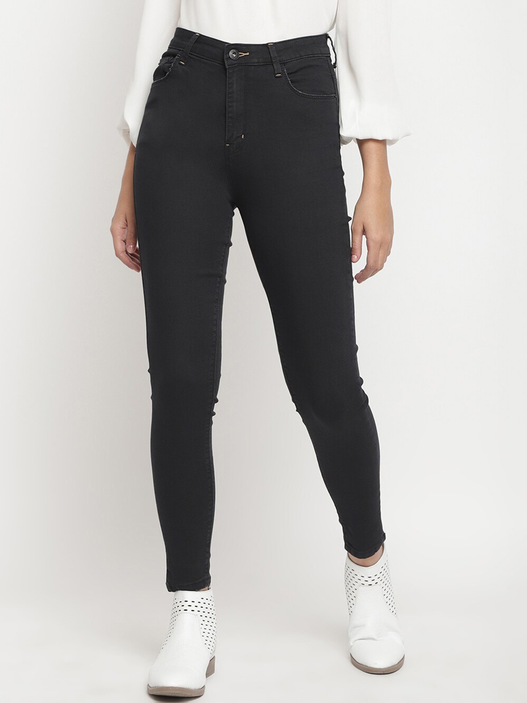 

Belliskey Women Super Skinny Fit High-Rise Stretchable Jeans, Black