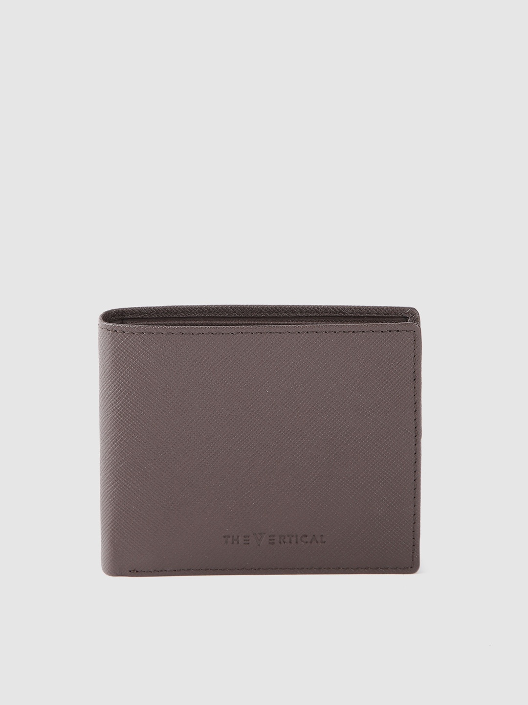 

THe VerTicaL Men Textured Leather Two Fold Wallet, Brown