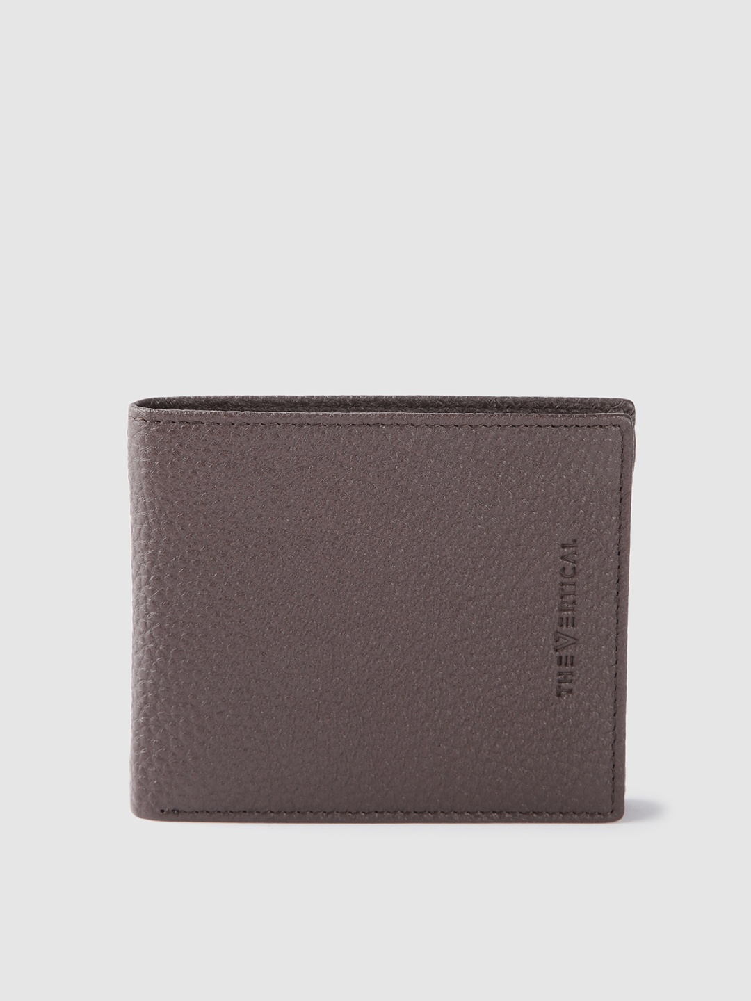 

THe VerTicaL Men Textured Leather Two Fold Wallet, Brown