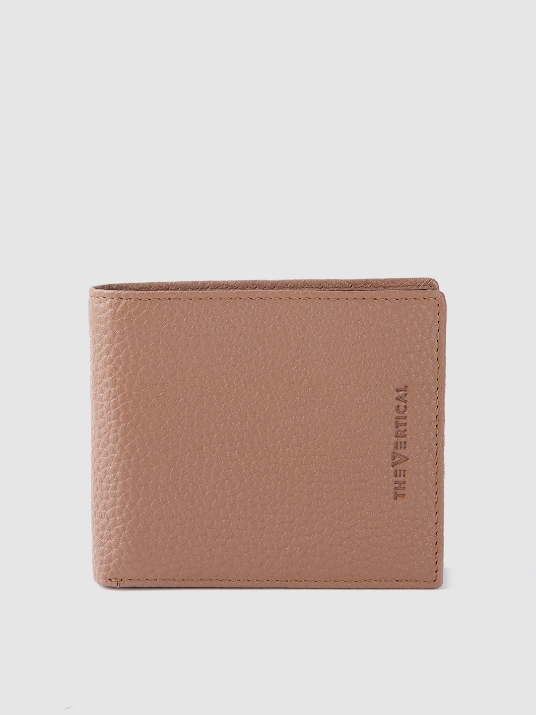 

THe VerTicaL Men Textured Leather Two Fold Wallet, Tan