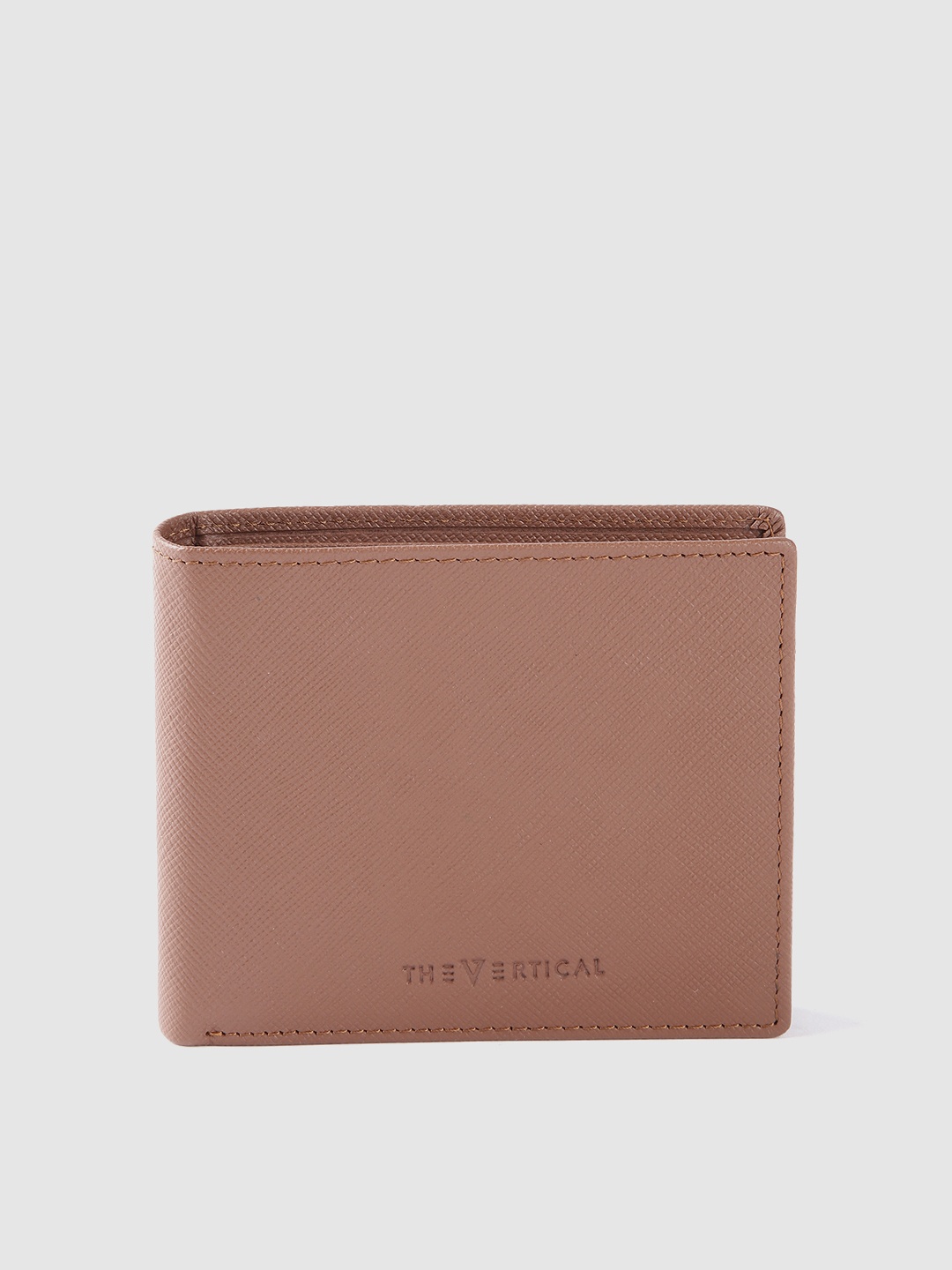 

THe VerTicaL Men Textured Leather Two Fold Wallet, Tan