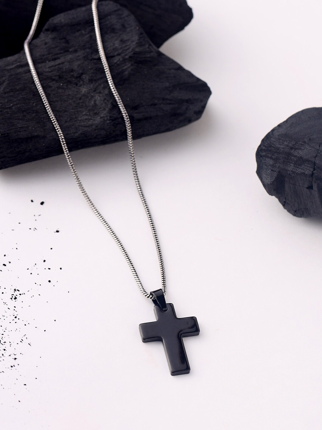 

VIRAASI Men Silver-Plated Cross Pendant With Chain