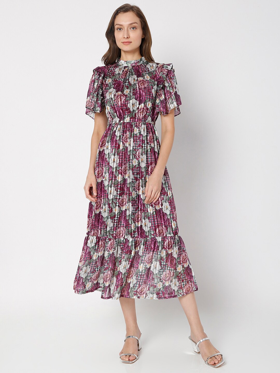 

Vero Moda Pink Floral Ethnic Midi Dress