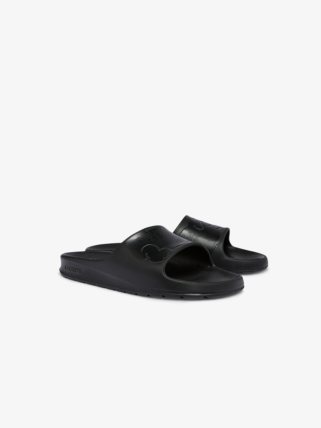 

Lacoste Men Croco 2.0 Synthetic Logo Strap Sliders, Black