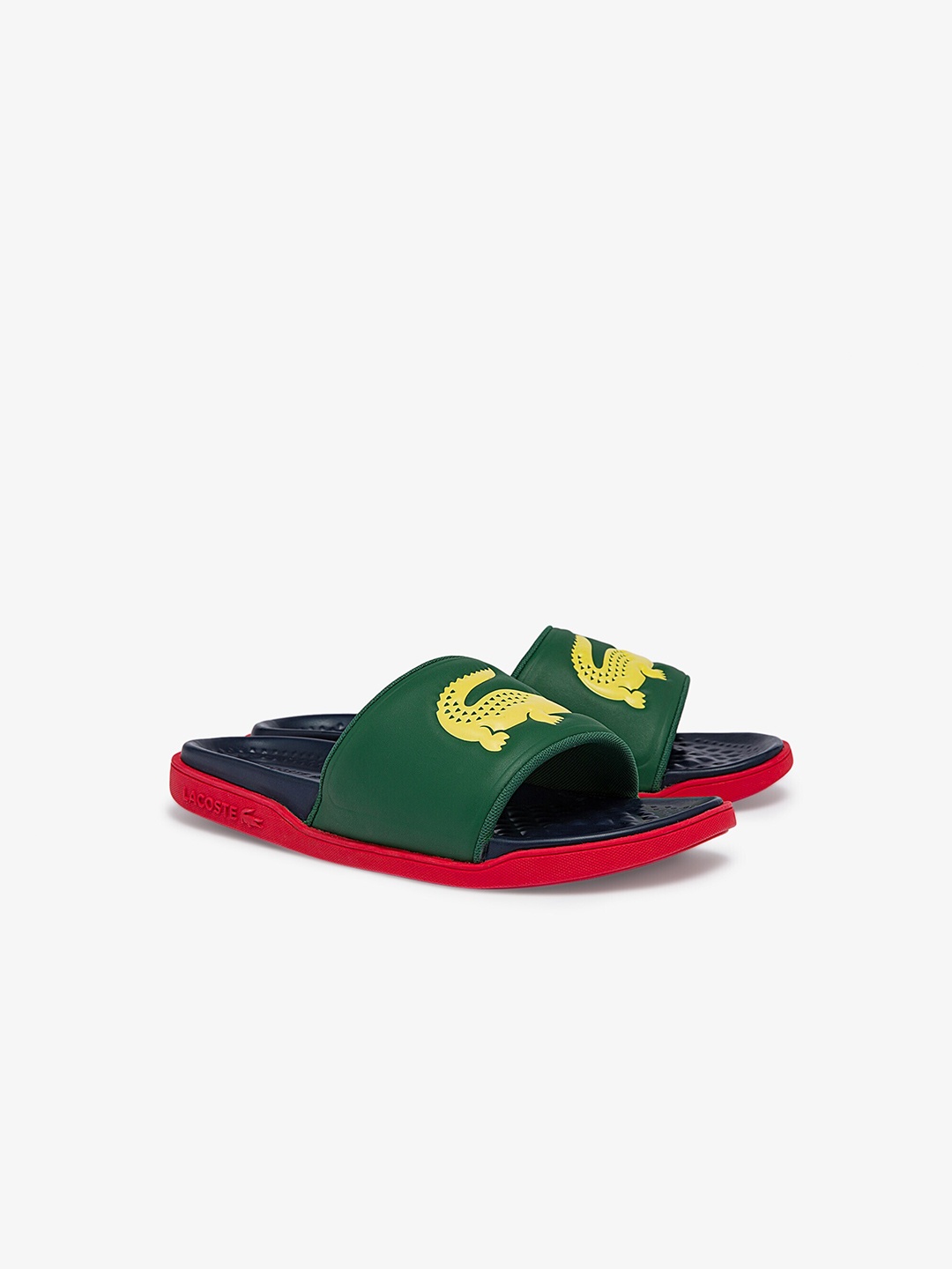 

Lacoste Men Croco Dualiste Synthetic Sliders, Green