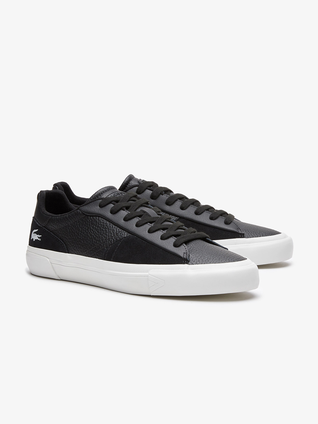 

Lacoste Men Textured Leather Sneakers, Black