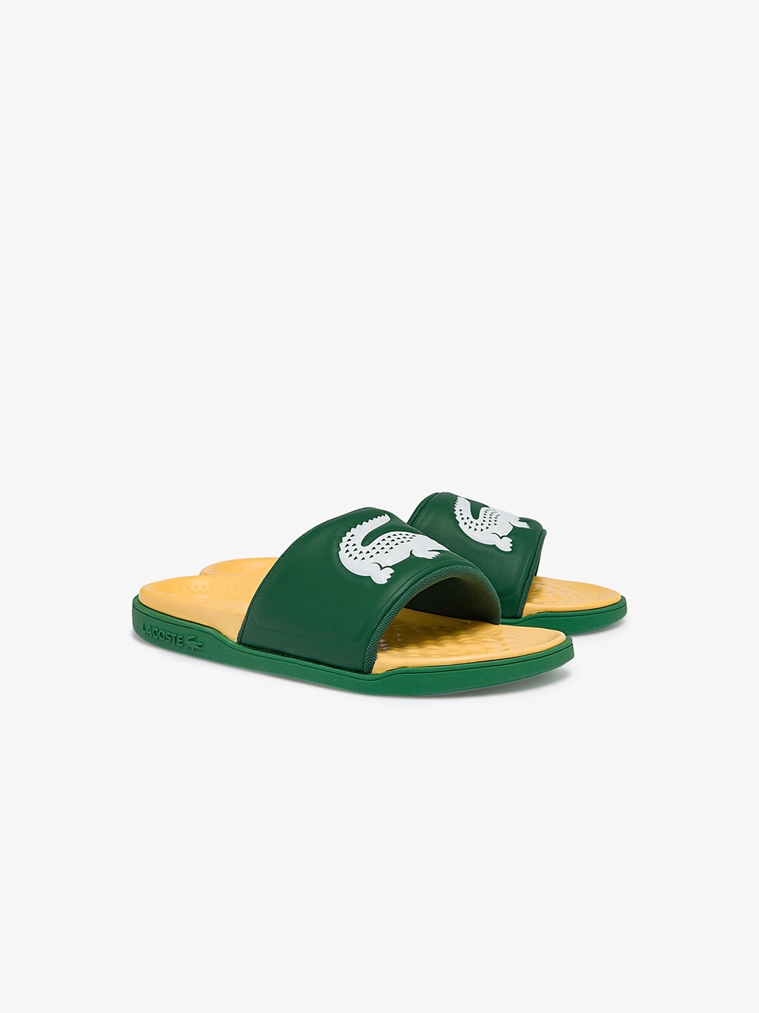 

Lacoste Men Croco Dualiste Synthetic Sliders, Green