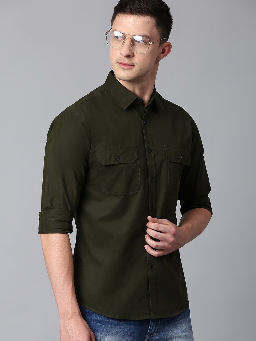 

Dennis Lingo Slim Fit Cotton Casual Shirt, Olive