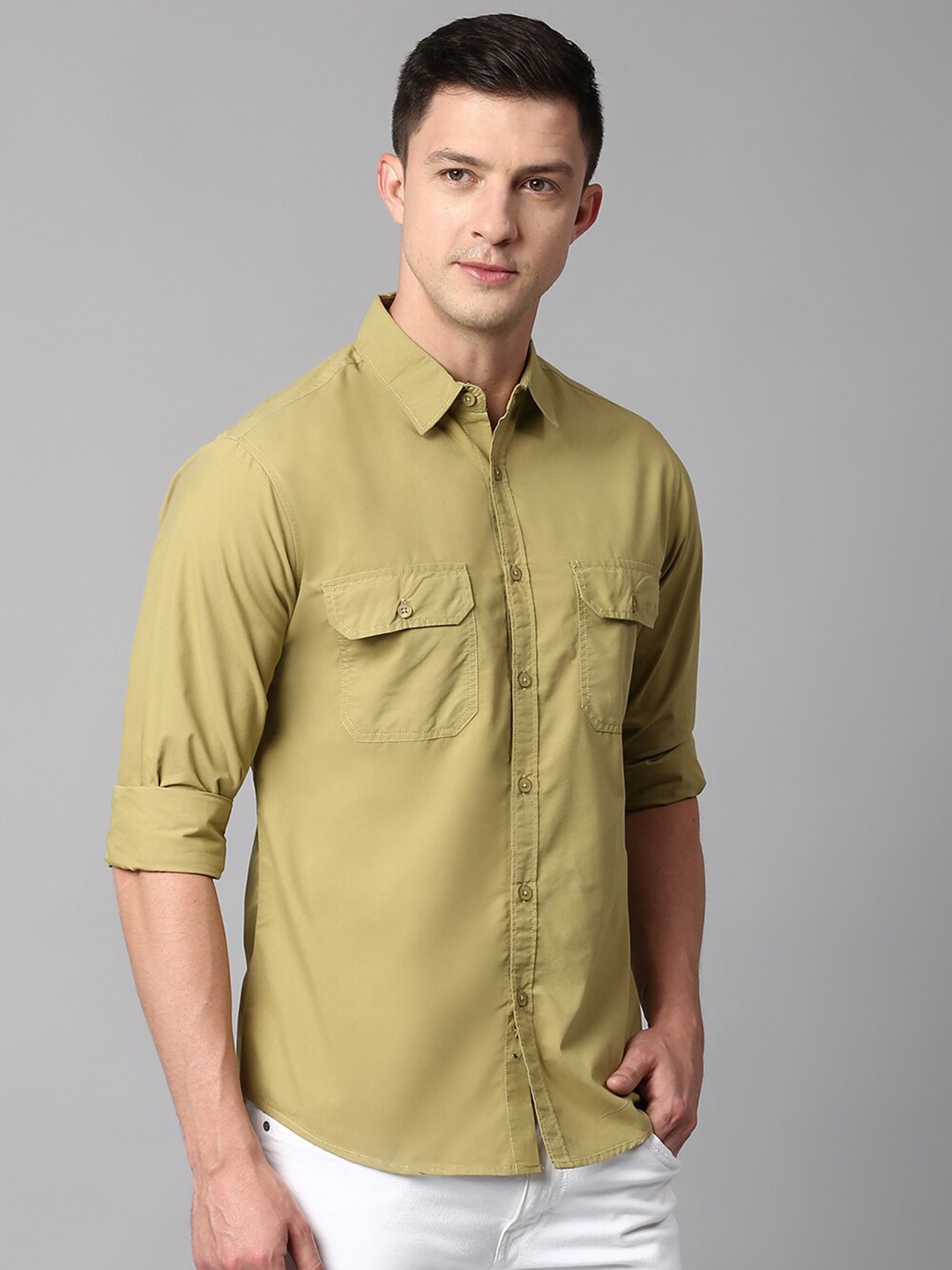 

Dennis Lingo Slim Fit Cotton Casual Shirt, Khaki