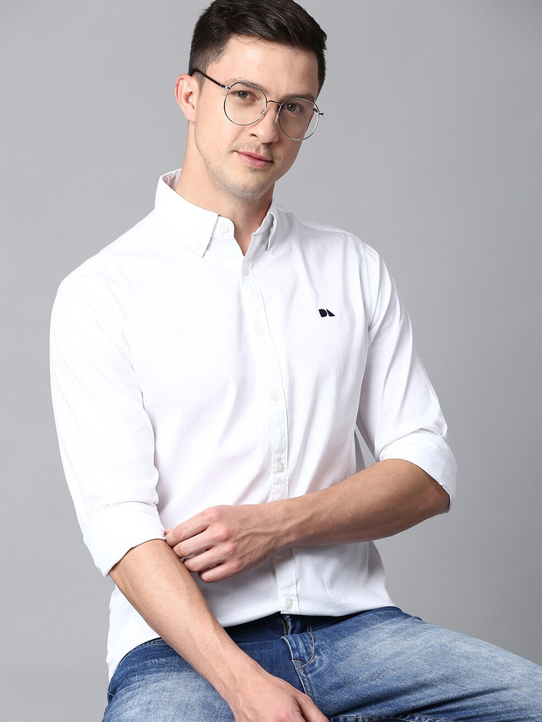 

Dennis Lingo Men Slim Fit Cotton Casual Shirt, White